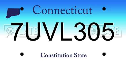 7UVL305 Connecticut License Plate