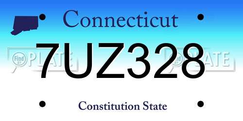 7UZ328 Connecticut License Plate