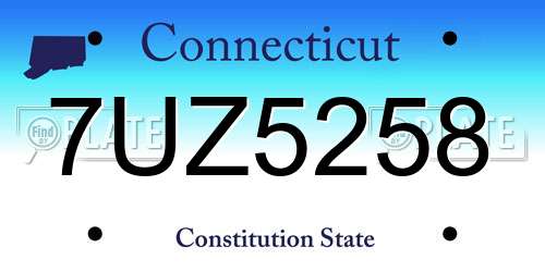 7UZ5258 Connecticut License Plate