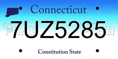 7UZ5285 Connecticut License Plate