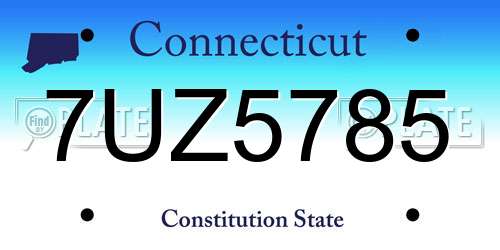 7UZ5785 Connecticut License Plate