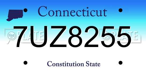 7UZ8255 Connecticut License Plate