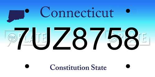 7UZ8758 Connecticut License Plate