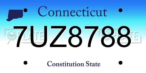 7UZ8788 Connecticut License Plate