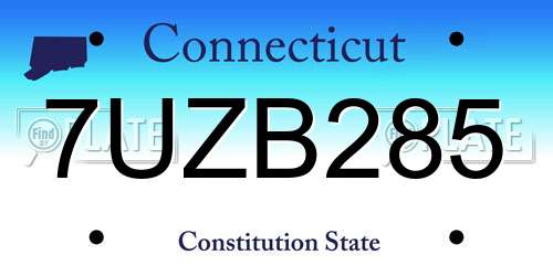 7UZB285 Connecticut License Plate