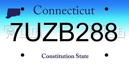 7UZB288 Connecticut License Plate