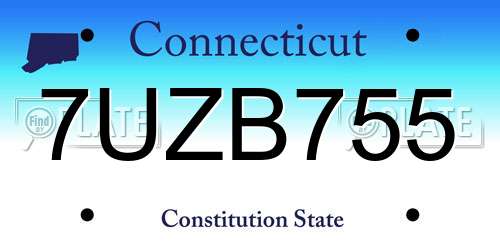 7UZB755 Connecticut License Plate