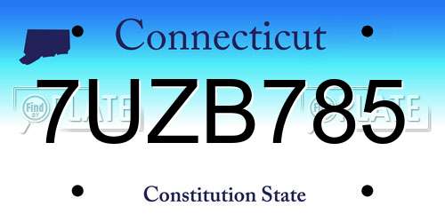 7UZB785 Connecticut License Plate