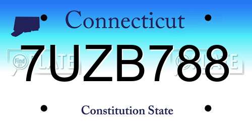 7UZB788 Connecticut License Plate