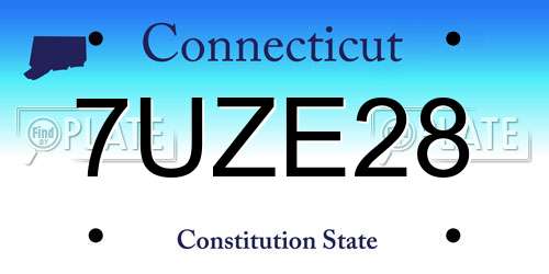 7UZE28 Connecticut License Plate
