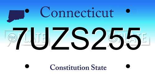 7UZS255 Connecticut License Plate