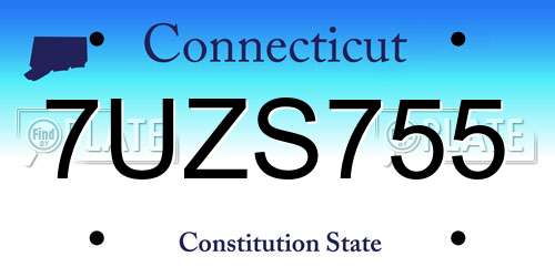 7UZS755 Connecticut License Plate