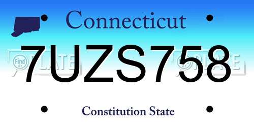 7UZS758 Connecticut License Plate