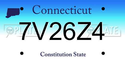 7V26Z4 Connecticut License Plate