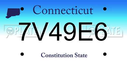 7V49E6 Connecticut License Plate