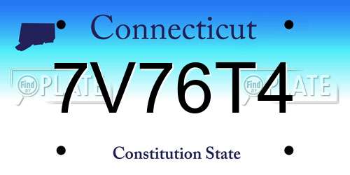 7V76T4 Connecticut License Plate