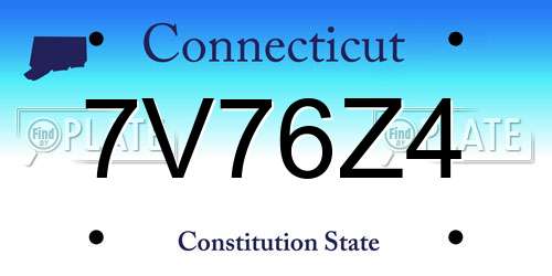 7V76Z4 Connecticut License Plate