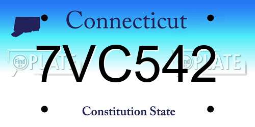 7VC542 Connecticut License Plate