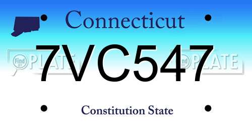 7VC547 Connecticut License Plate
