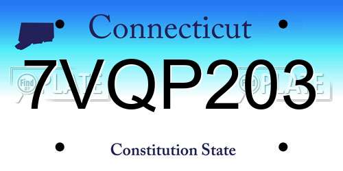 7VQP203 Connecticut License Plate