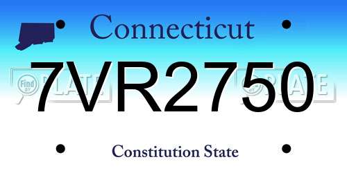 7VR2750 Connecticut License Plate