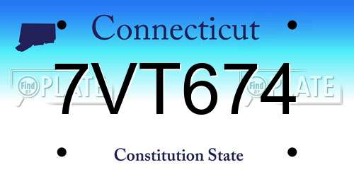 7VT674 Connecticut License Plate