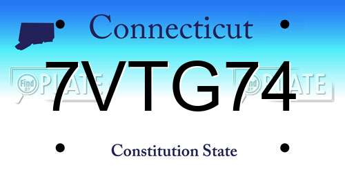 7VTG74 Connecticut License Plate