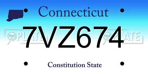 7VZ674 Connecticut License Plate