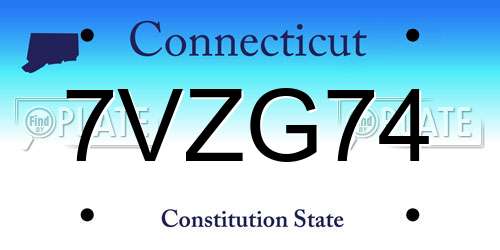 7VZG74 Connecticut License Plate