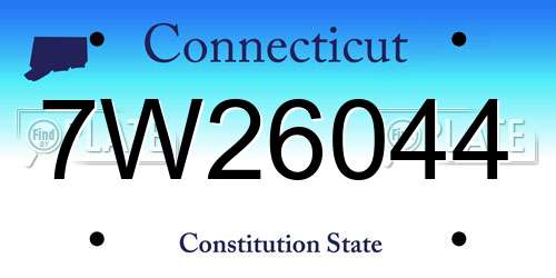 7W26044 Connecticut License Plate