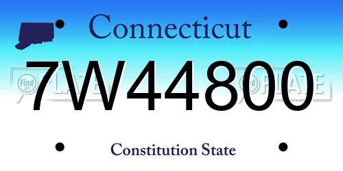 7W44800 Connecticut License Plate