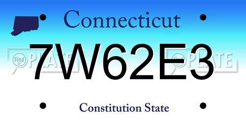 7W62E3 Connecticut License Plate