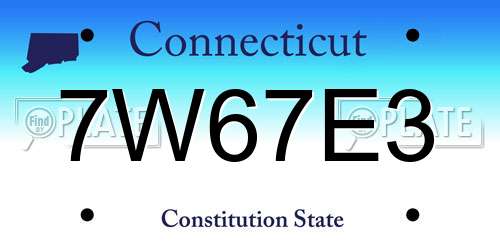 7W67E3 Connecticut License Plate