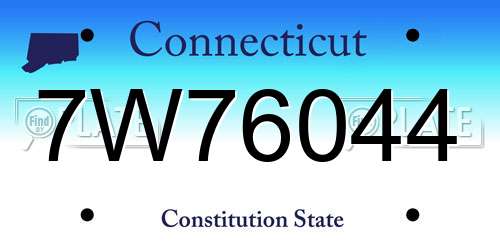7W76044 Connecticut License Plate
