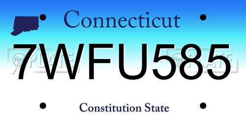 7WFU585 Connecticut License Plate