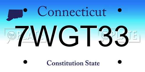 7WGT33 Connecticut License Plate