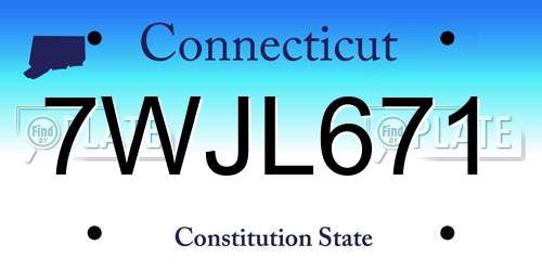 7WJL671 Connecticut License Plate