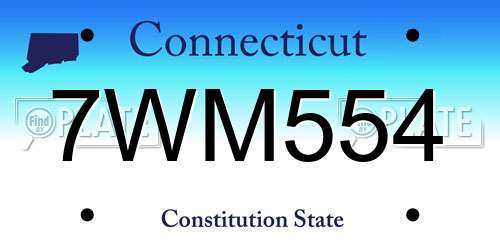 7WM554 Connecticut License Plate