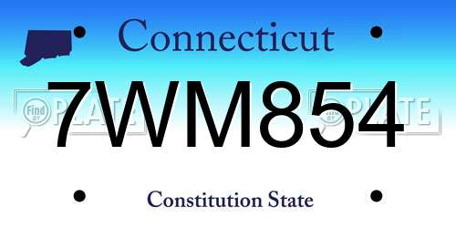 7WM854 Connecticut License Plate