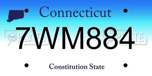 7WM884 Connecticut License Plate