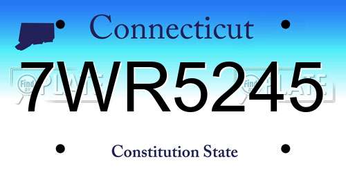 7WR5245 Connecticut License Plate