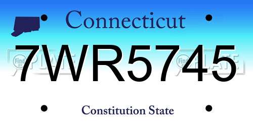 7WR5745 Connecticut License Plate