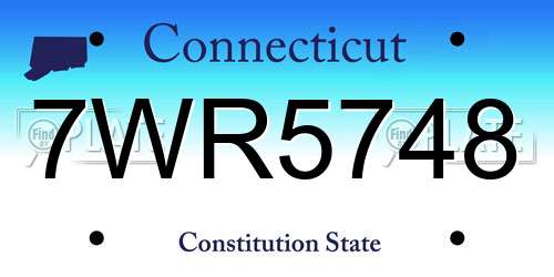7WR5748 Connecticut License Plate