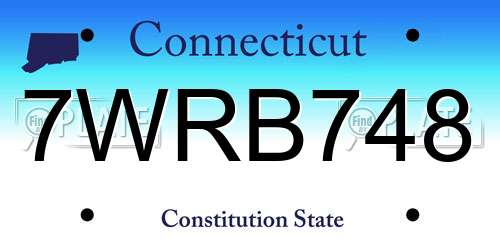 7WRB748 Connecticut License Plate