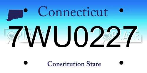 7WU0227 Connecticut License Plate