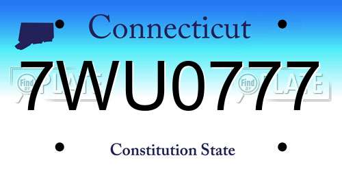 7WU0777 Connecticut License Plate