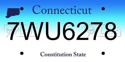 7WU6278 Connecticut License Plate
