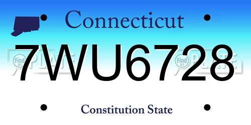 7WU6728 Connecticut License Plate