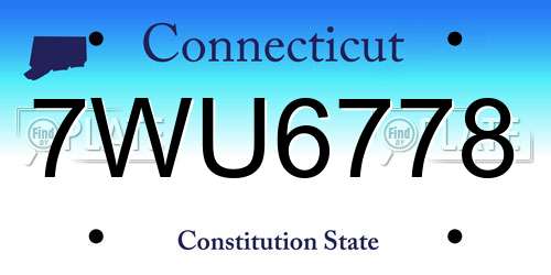 7WU6778 Connecticut License Plate