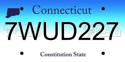 7WUD227 Connecticut License Plate